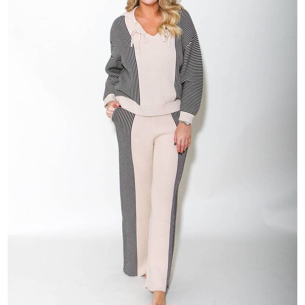 NEW HEYSON chic knit set in cream/black
